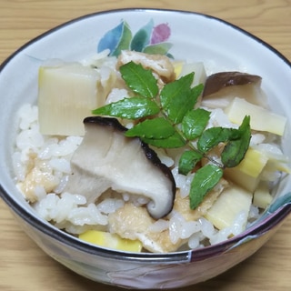 たけのこと油揚げと椎茸の炊き込みご飯☆